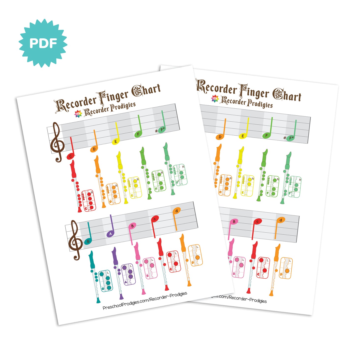 Recorder Finger Positions (Legal Sized Poster)