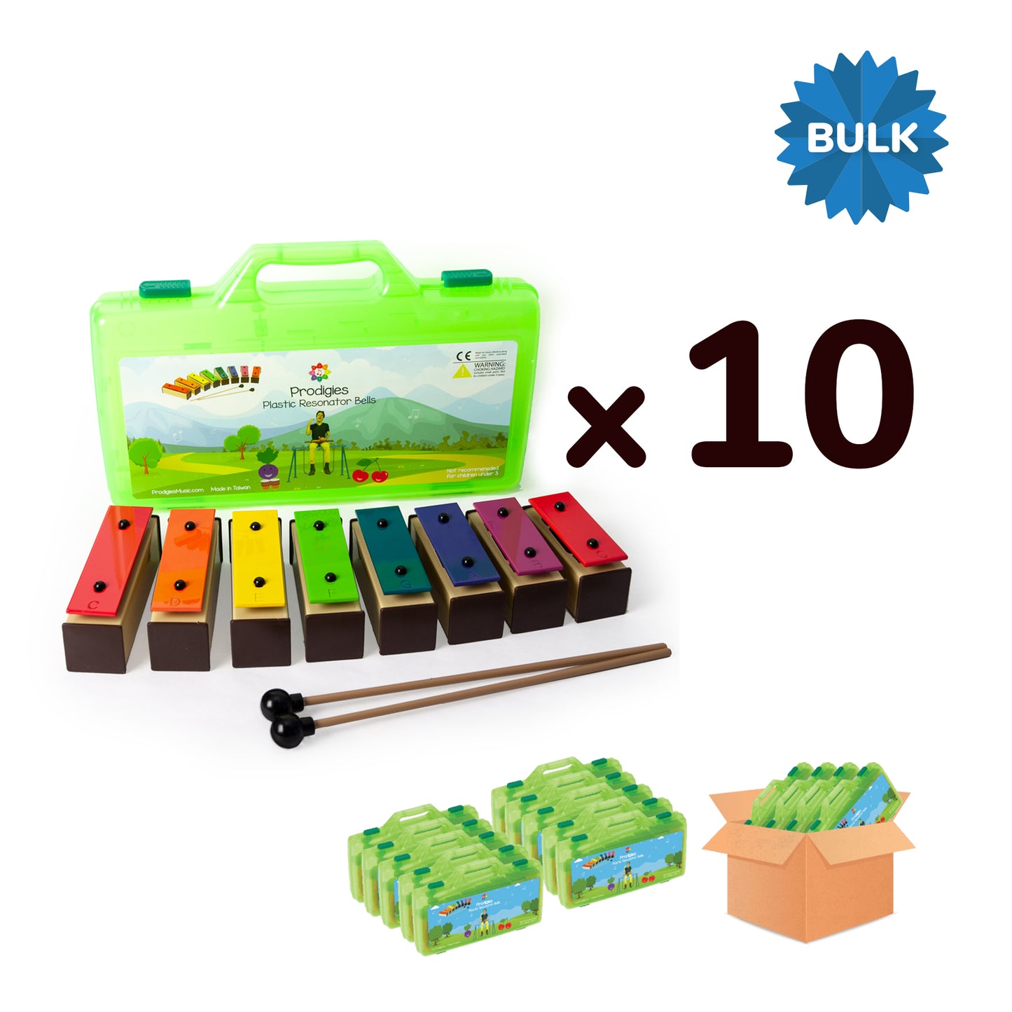 10 x C Major Resonator Xylophone