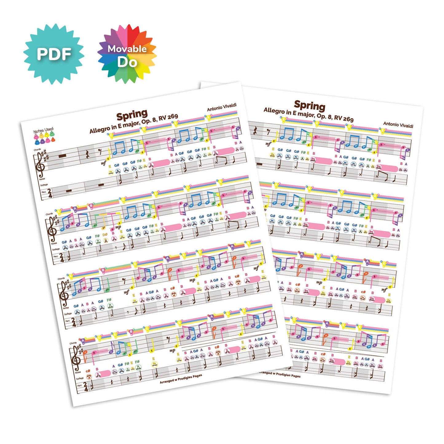 Vivaldi's Spring—E Major—Fixed & Movable Do Sheet Music