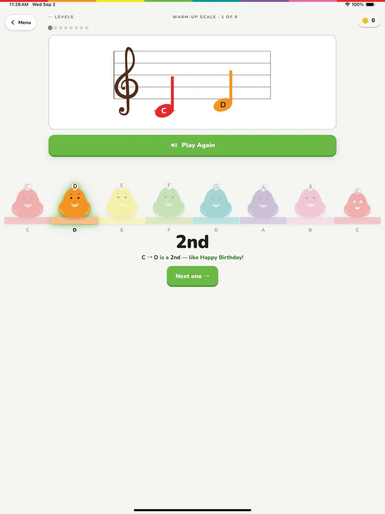 What Interval, an ear training game on the staff