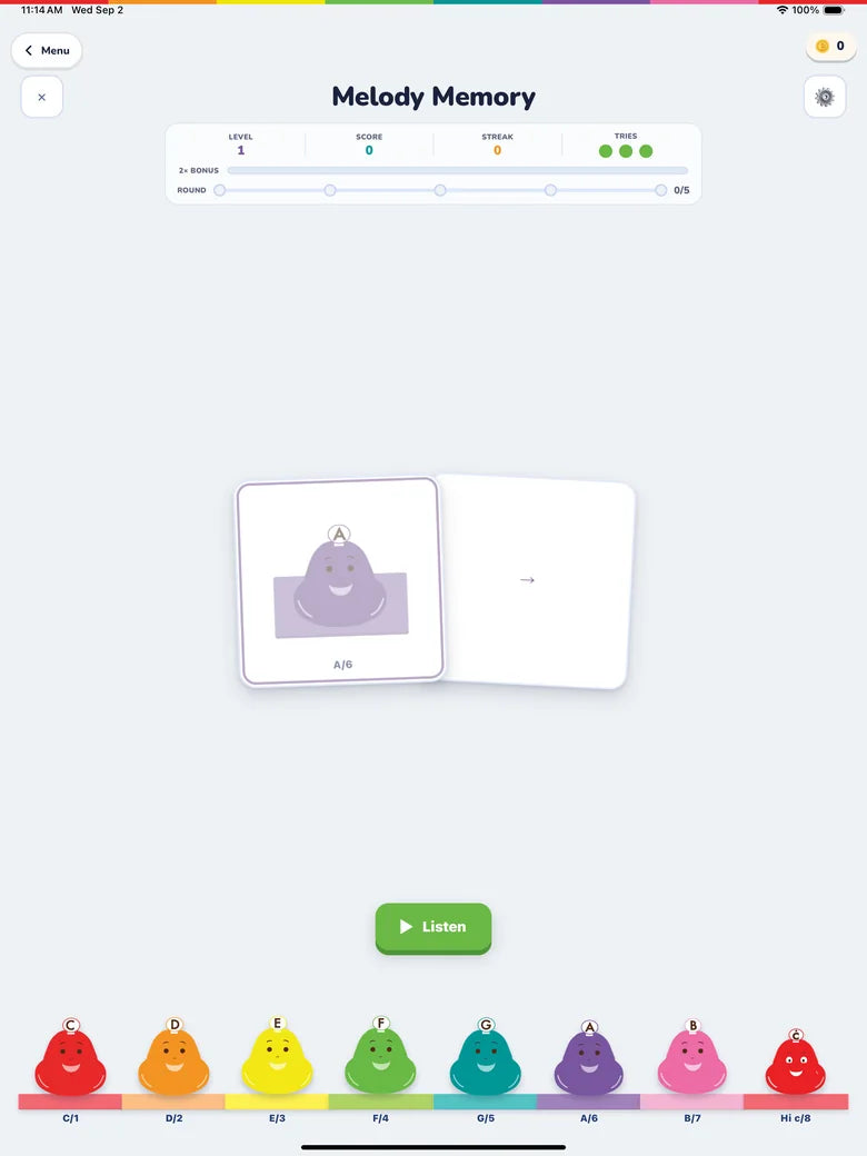 Melody Memory, a listening memory game