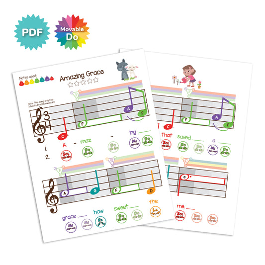 Amazing Grace - F Major Large Note Movable Do Sheet Music
