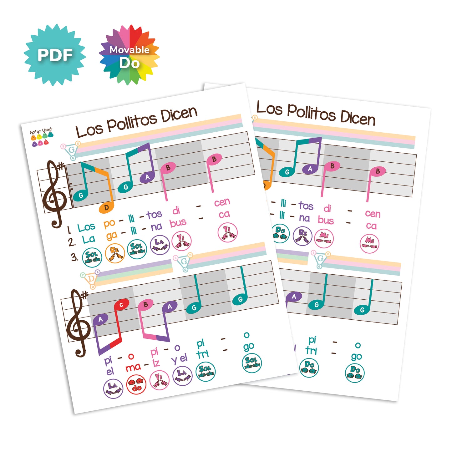 Los Pollitos Dicen - G Major - Fixed & Movable Do Sheet Music